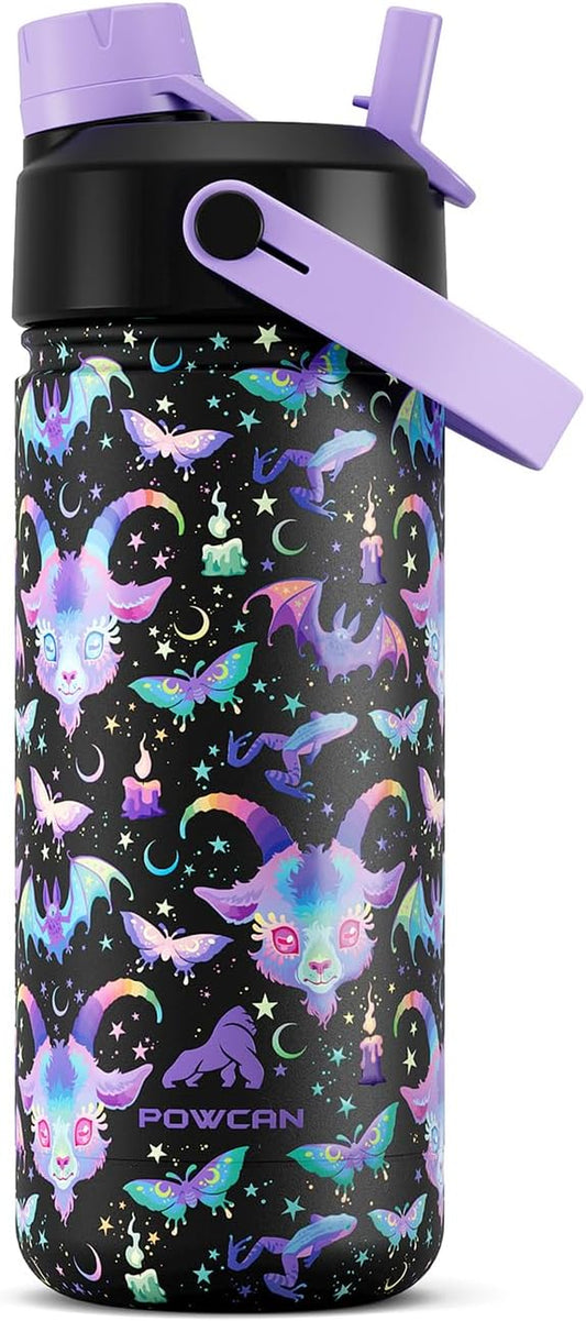 18 Oz Kids Stainless Steel Water Bottle: Spill-Proof, Insulated Cup with Straw Spout Lid, Bpa-Free, Backpack Friendly, Durable, 24H Cold for School, Sports, Camping, Adventures, Gift (Lamb'S Lullaby)