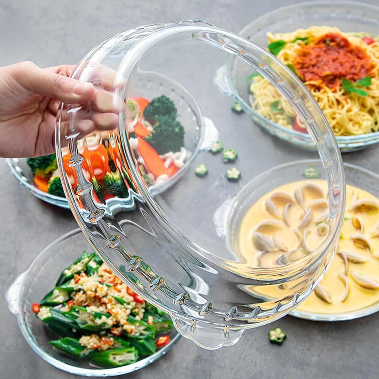 1 Pack round Glass Pie Pans for Baking round Baking Dishes with Handles for Apple Pie Pumpkin Pie Salads (Clear 7In)
