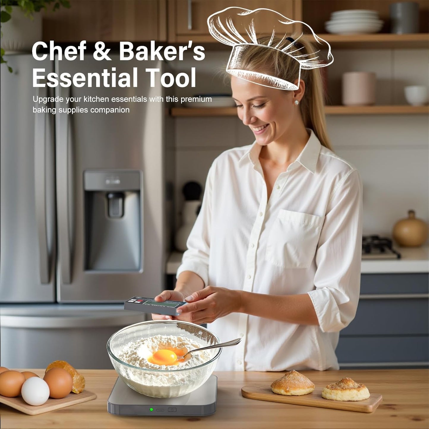 ® Digital Kitchen Food Scale -Detachable Display Electronic Weight Scale for Baking, Bread Making & Coffee Brewing, 304 Stainless Steel Platform, Backlit LCD, Count Mode, Wall-Mount & Tilt Stand