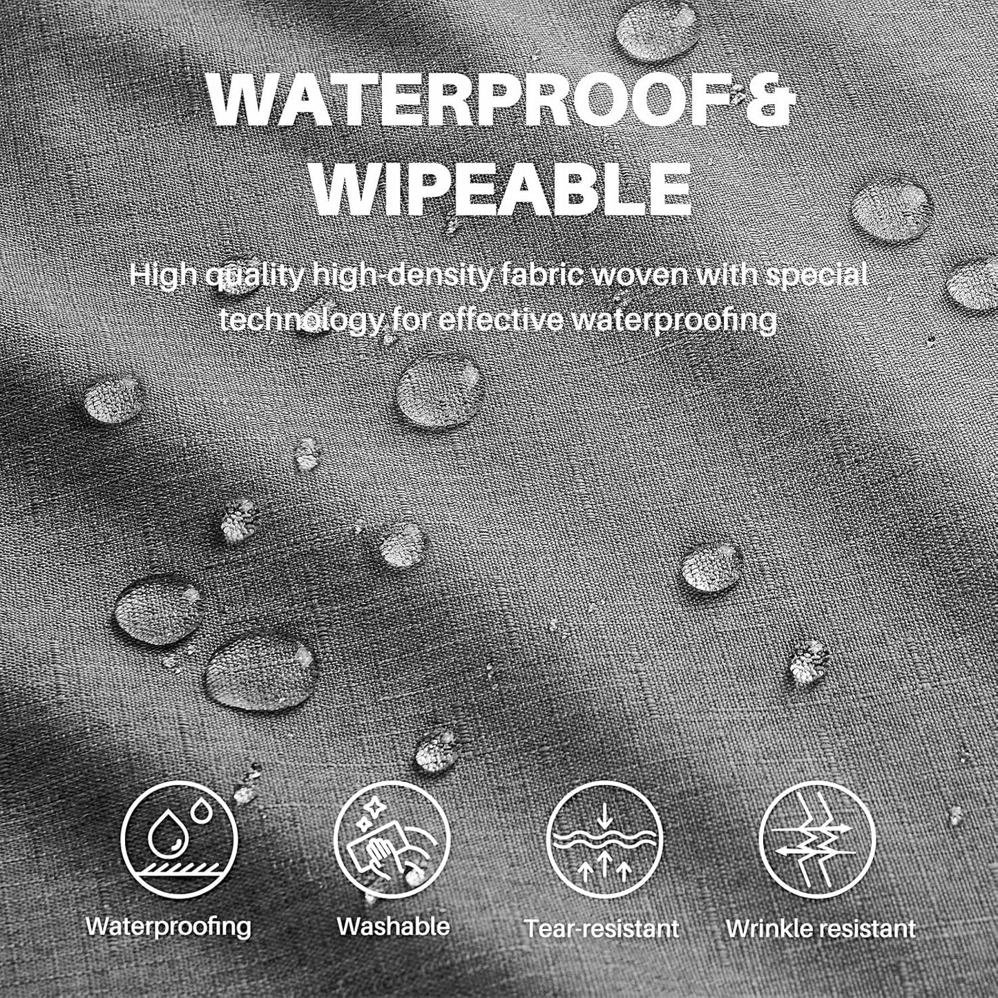 Textured Linen Table Cloth for Rectangle Table - Grey Tablecloths Rectangular Waterproof Wrinkle Free Wipeable Dining Table Cover for Spring Wedding Birthday Kitchen Decor, 52 X 70 Inch