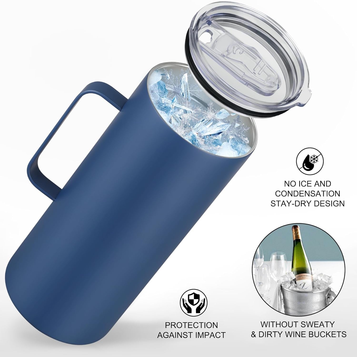 2 in 1 Wine Chiller Single Bottle and Travel Tumbler, 42Oz Stainless Steel Iceless Cooler Wine Bottle, Insulated Mug with Lid, Keep Wine Cold up to 6 Hours Fits Most Wine Bottles Gift for Wine Lovers