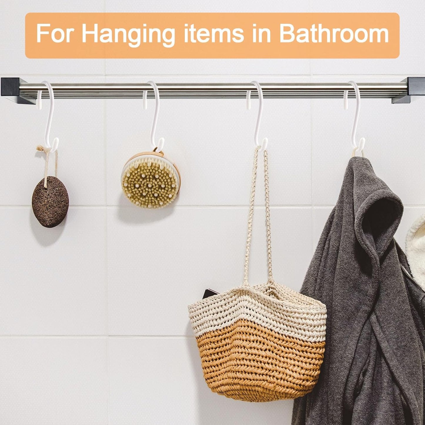 12-Pack Heavy-Duty 5-Inch Vinyl-Coated S Hooks for Hanging Plants and Kitchen Utensils, Non-Slip Design for Pots, Pans, and Bags