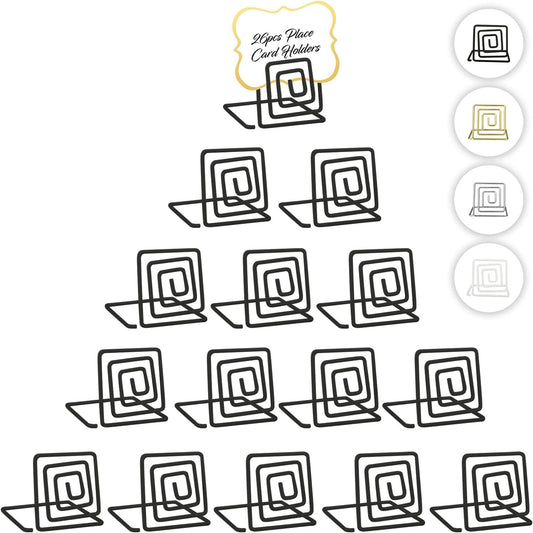 26Pcs Square Place Card Holder Stand - Metallic Table Number Holders, Mini Card Stands for Menu Memo Clip, Wedding, Party, Birthday (Black)