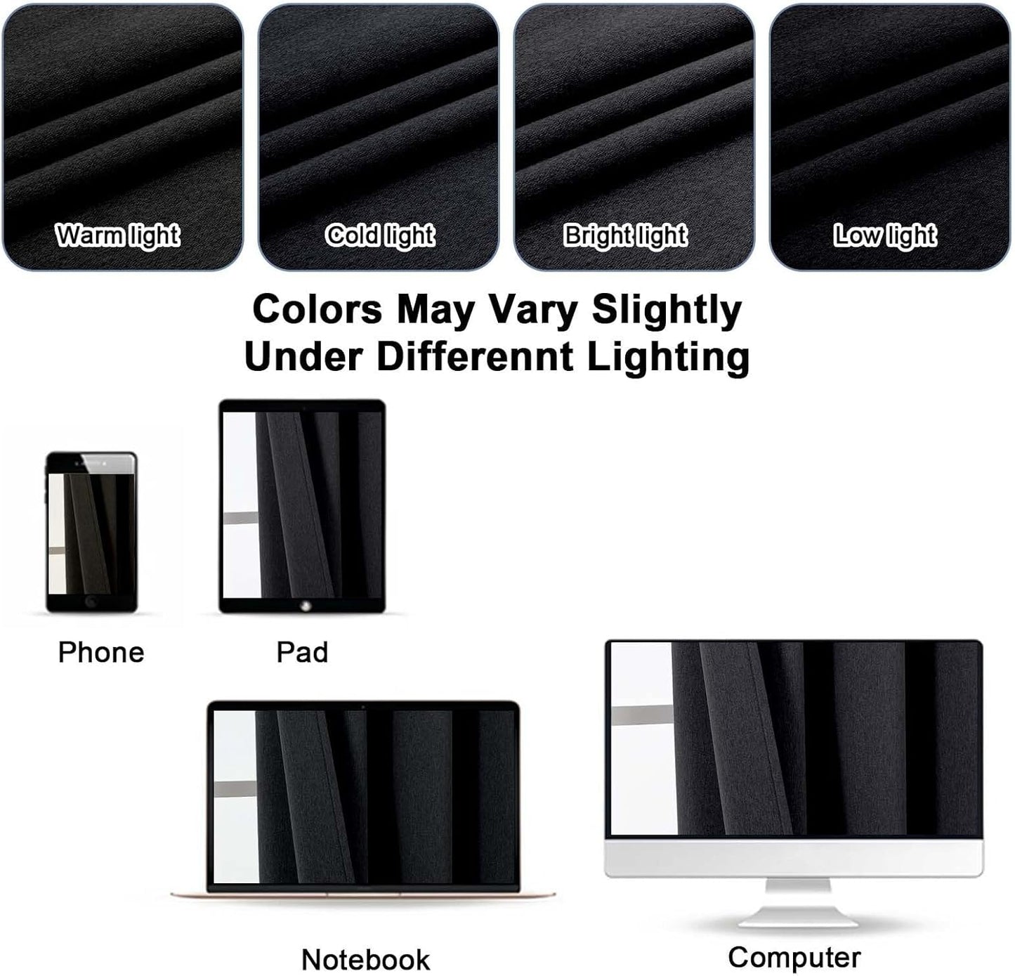 Total Black Blackout Curtains 63 Inch Length 2 Panels for Bedroom Living Room, Solid Thermal Insulated Soundproof Energy Saving Grommet Widow Treatment Curtain Blackout Drapes, 40"Wx63"L, Black