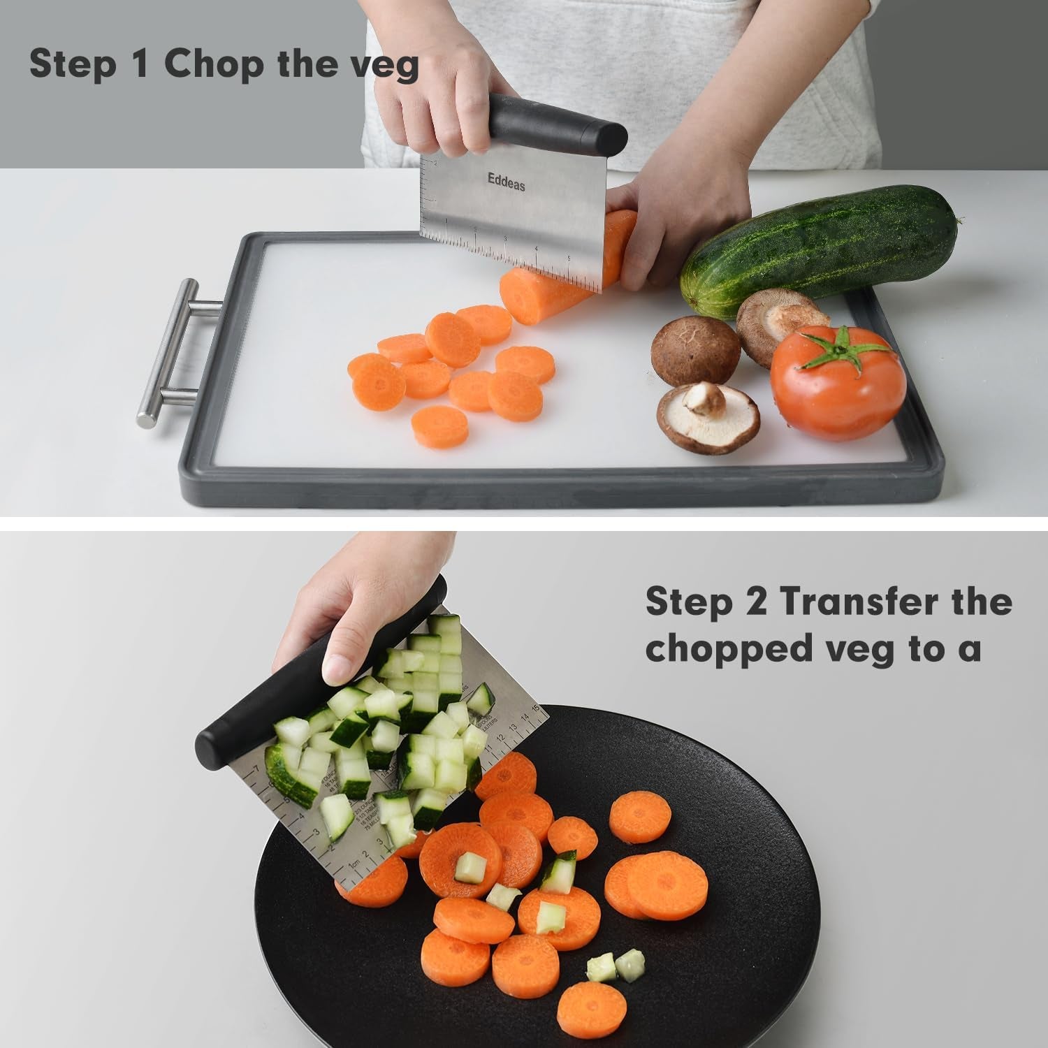 3 Pack Dough Pastry Bench Scraper & Bowl Scraper Set, Multi-Purpose Multi-Purpose Scraper Chopper with Silicone Bowl Scraper, Dough Scraper Engraved Measuring Scale and Conversion Chart