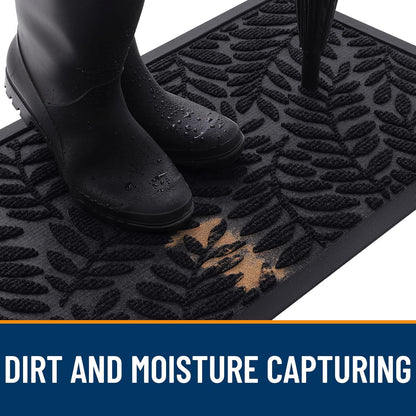 Door Mat Indoor Outdoor Entrance, 29.5X17, Waterproof All-Weather All-Season Doormat, Sturdy Natural Rubber, Stain and Fade Resistant, Low Profile, Easy Clean Patio Entryway Mat, Black