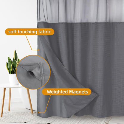 1 Pack Fabric Snap-In Shower Curtain Liner Replacement,Compatible with No Hook Shower Curtain with Snap in Liner, Removable & Water-Repellent,Machine Washable,70X54,Grey