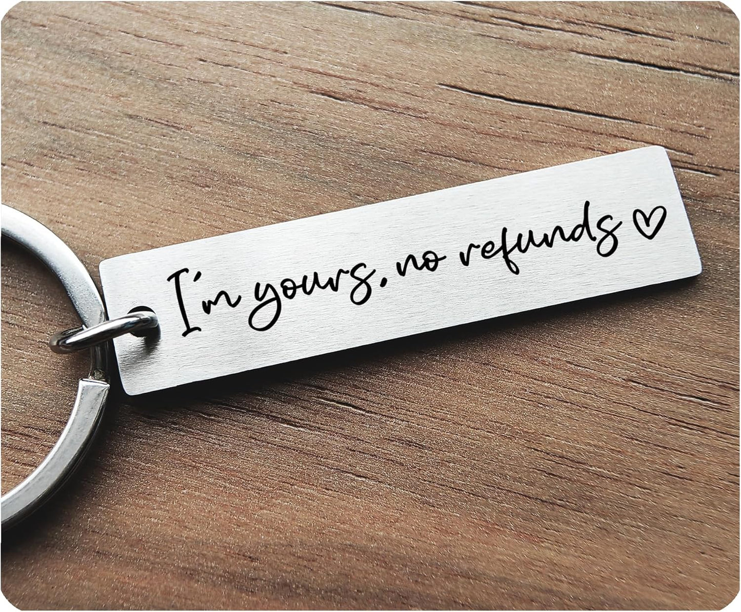 I’M Yours No Refunds Key Chain Boyfriend Girlfriend Husband Wife Birthday Cute Car Accessories Funny Gifts Stainless Steel Keychain (I Am Yours)