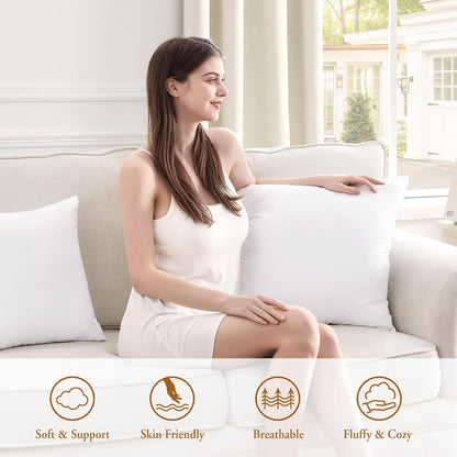 ® down Alternative Throw Pillow Inserts, 12X12 Pillows for Sofa, Bed and Couch, Set of 2