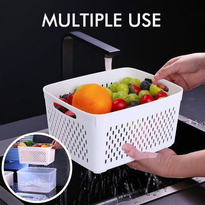 5-Pack Large Fruit Storage Container with Removable Colander, BPA Free Dishwasher & Microwave Safe Largest 4.15L