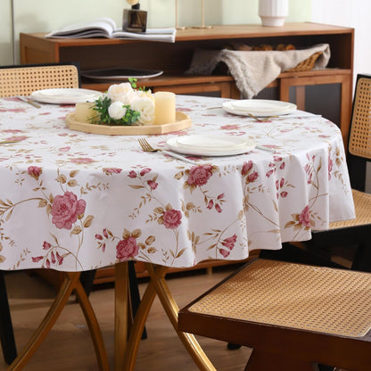 Round Vinyl Tablecloth with Flannel Backing Waterproof Oil-Proof PVC Table Cloth Stain-Resistant Wipeable Table Cover for round Table(48" Round)
