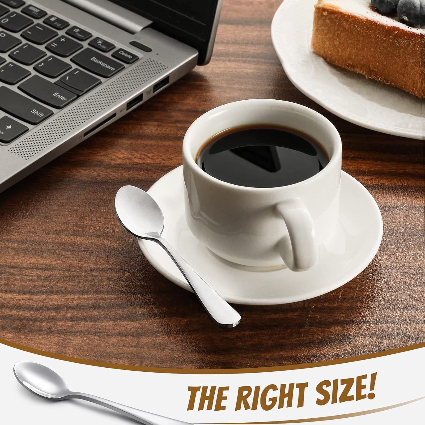 6-Piece Demitasse Espresso Spoons, 4 Inches Stainless Steel Mini Coffee Spoons