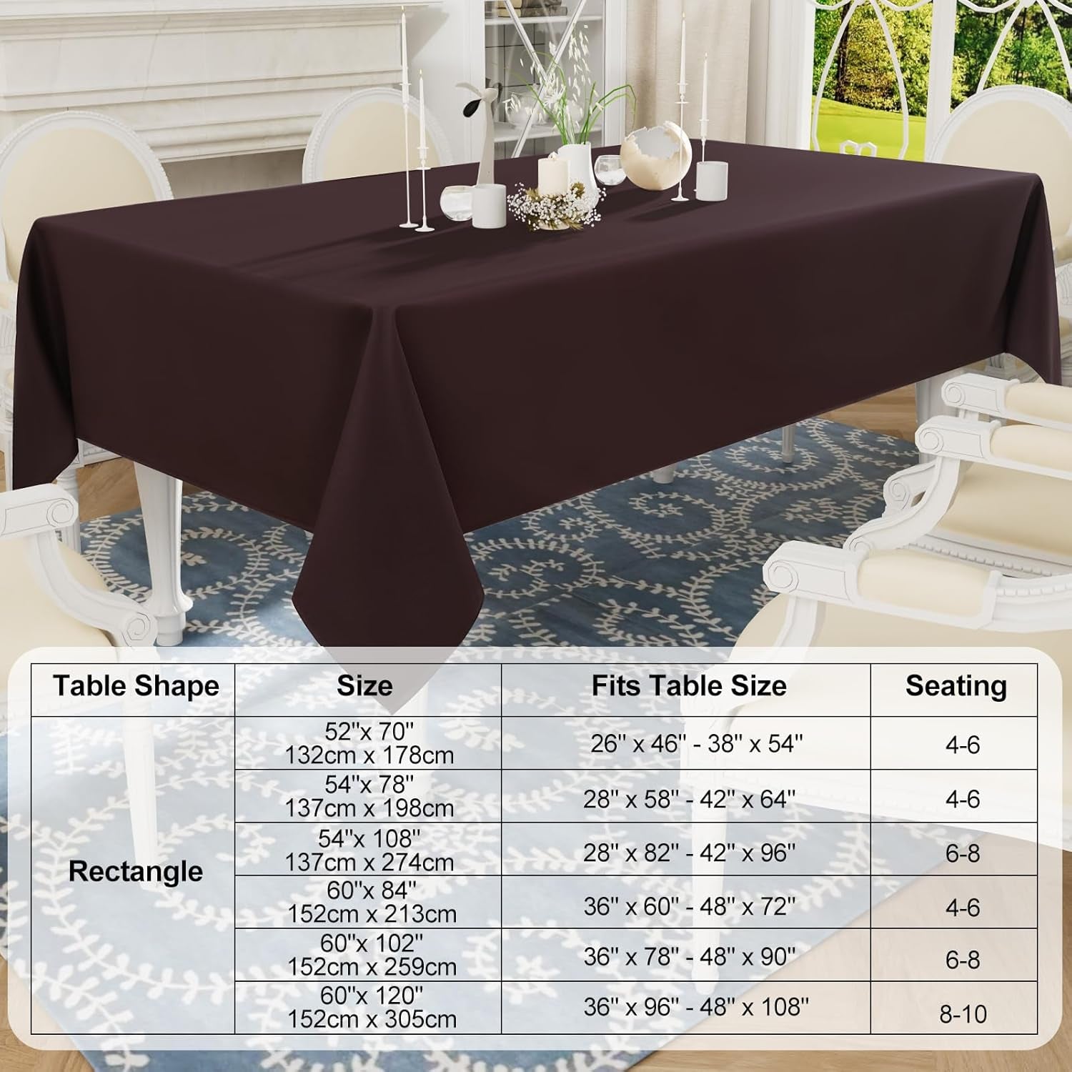 Rectangle Table Cloth, Waterproof Anti-Scratch Polyester Tablecloth, Decorative Washable Fabric Table Cover for Dining, Buffet, Parties and Outdoor, 60X84, Coffee