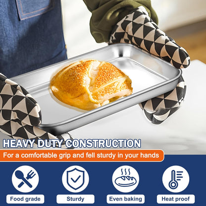 9 Inch Baking Cookie Sheet, Oven Pan Tray Stainless Steel Sheet Pan for Kitchen, Oven Bakeware for Multi Uses, Shiny Look & Dishwasher Safe, Healthy & Heavy Duty, 1Pc