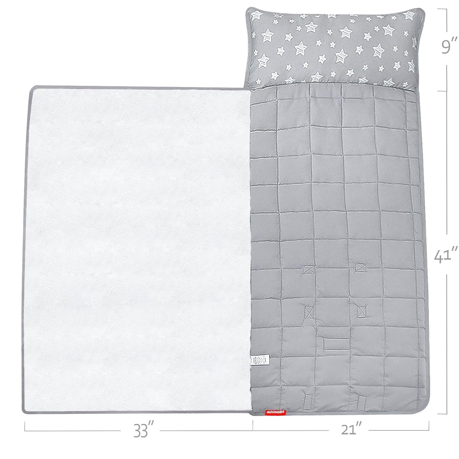 Toddler Nap Mat with Fleece Minky Blanket, Lightweight, Soft Perfect for Kids Preschool, Daycare, Travel Sleeping Bag Boys and Girls, 21" X 50" Fit Standard Cot