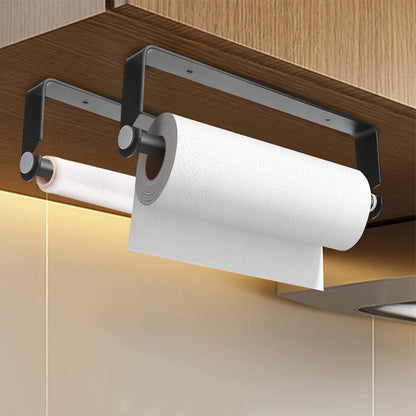 Under Cabinet Paper Towel Holder, Adhesive or Drill Mount Paper Towel Holder, Wall Mount Paper Towel Holders for Kitchen or Bathroom (Black)