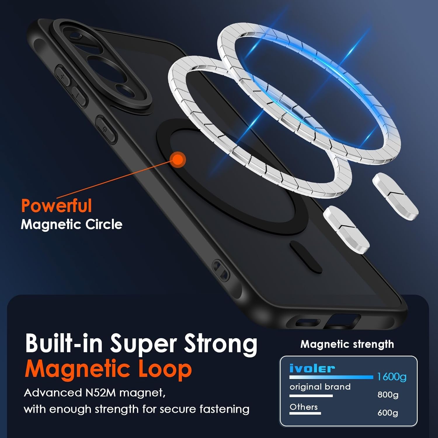 Magnetic Case for Samsung Galaxy S25 Edge 5G 6.7” [Compatible with Magsafe] [Military Grade Protection] Magnetic Charger Case for S25 Edge, Frosted Translucent Back Phone Cover- Matte Black