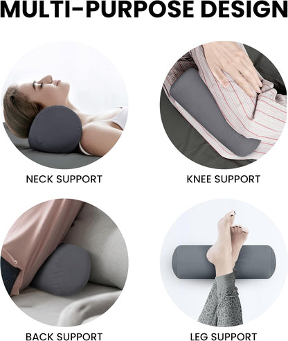 Bolster Pillows Insert (Pack of 2, Grey) - 6 X 16 Inches Bed and Couch Pillows - Indoor Decorative Pillows