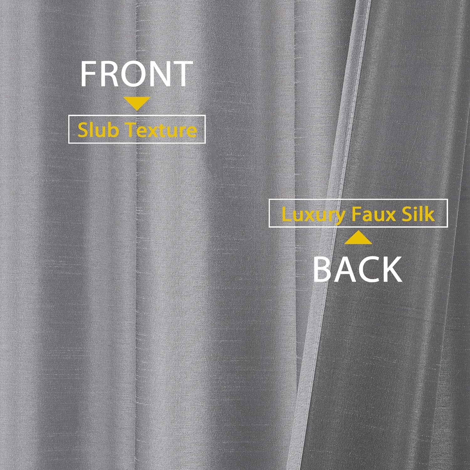 Uptown Silver Grey Kitchen Tier Curtains 36 Inch Length 2 Panels, Faux Silk Room Darkening Privacy Short Curtains for Small Window Farmhouse Bedroom Basement Bathroom, Each 30X36 Inch