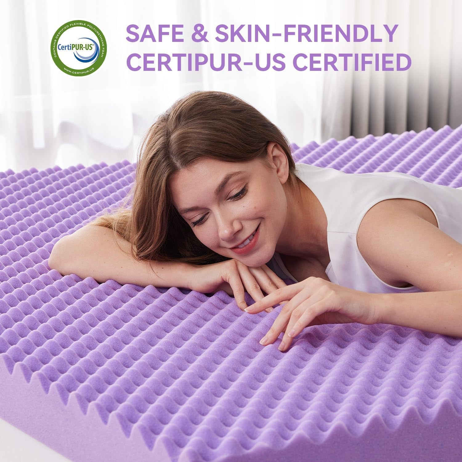 2 Inch Egg Crate Memory Foam Mattress Topper Twin XL, Twin Extra Long Mattress Pads for College Dorm Single Bed, Pressure Relieve Certipur-Us Certified,39X80 Inches