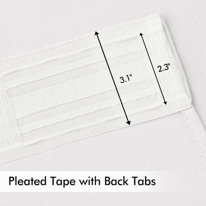 Pure White Back Tab Blackout Curtain Set, 96-Inch Length, 2 Panels for Bedroom, Rod Pocket/Pinch Pleat, Thermal Insulated Light Blocking Drapes for Living Room