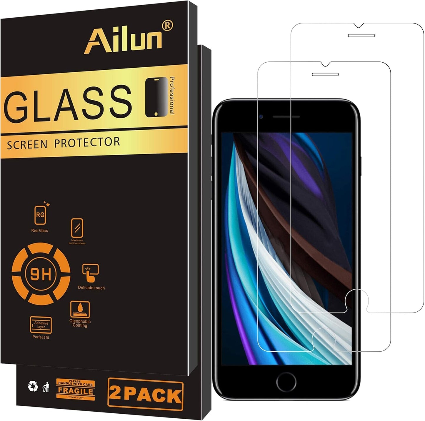 Screen Protector Compatible for Iphone SE 2020 New Iphone SE 2Pack 0.33Mm Tempered Glass and Privacy Tempered Glass Screen Protector anti Spy Private