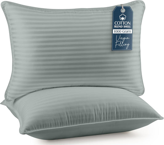 Bed Pillows for Sleeping Queen Size (Light Grey), Set of 2, Cooling Hotel Quality, for Back, Stomach or Side Sleepers