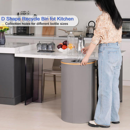 Recycling Bin for Kitchen 100L, 26 Gallon Recycle Bins for Indoor Outdoor Home Use with 2 Removeable and Reusable Inner Bags, Tall Recycle Bin for Bottle Can Plastice Stickers (Grey)