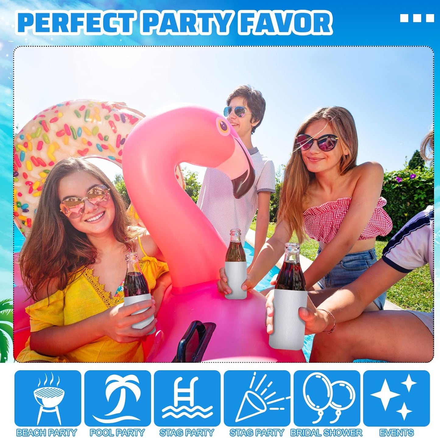 200-Count Insulated Neoprene Can Cooler Sleeves for Sublimation - Versatile Beverage Covers for Events and Celebrations