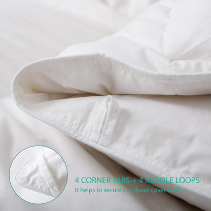 Twin Size Down Feather Comforter - 750 Fill Power All-Season Duvet Insert, Ultra-Soft Hotel Collection, Baffle-Box Design, Noiseless, Medium Warmth