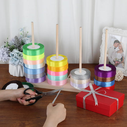 Wooden Ribbon Organizer and Storage Solution for Crafting and Gift Wrapping