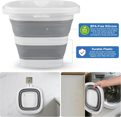 Car Wash Bucket 5L, Collapsible Bucket for Cleaning Supplies, Folding Mop Buckets Water Storage Containers for Camping Gardening Finishing Beach Outdoor RV Sink Wash Basin Ice Tub Swamp Emergency Prep