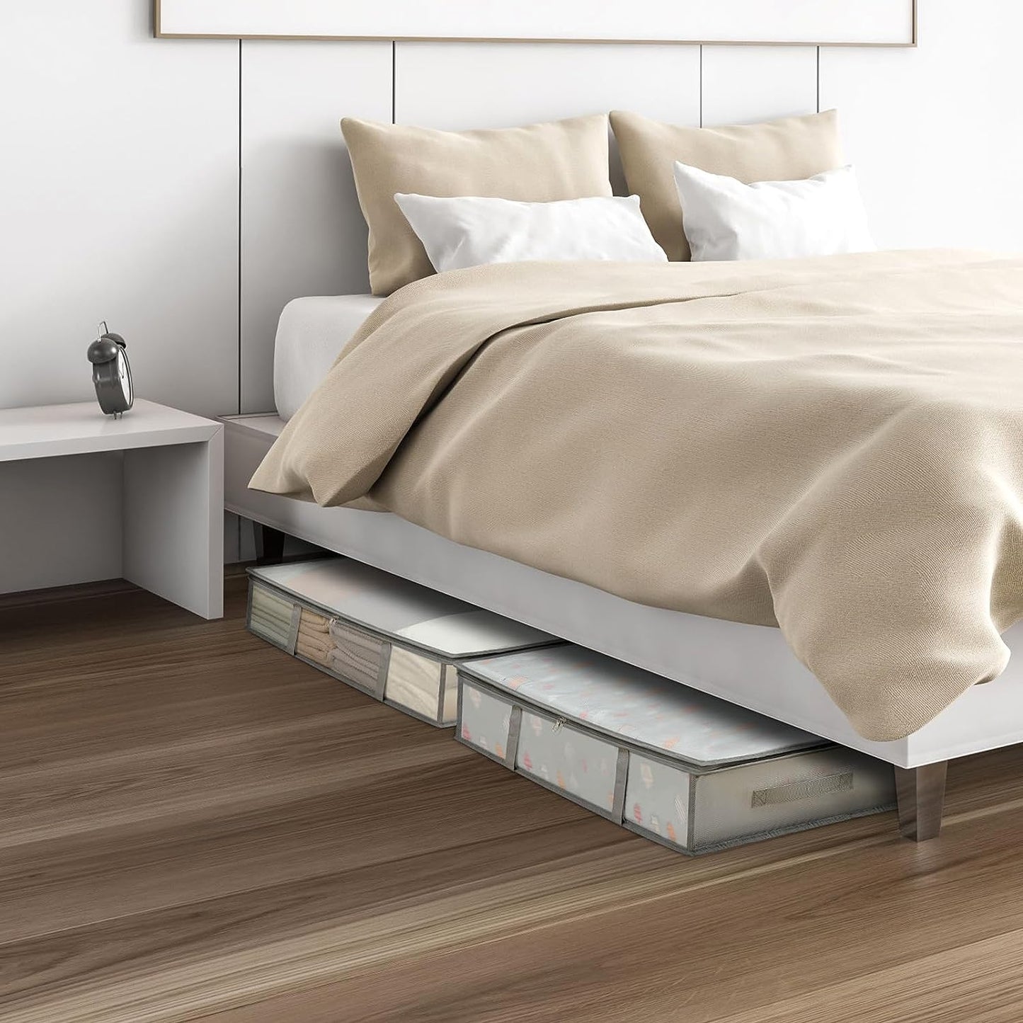 2 Pack under Bed Storage Containers Bins, Humid-Proof Plastic Underbed Storage Bins, Clothes Storage and Organization Bags, under the Bed Blanket Storage with Handles for Clothes, 35L