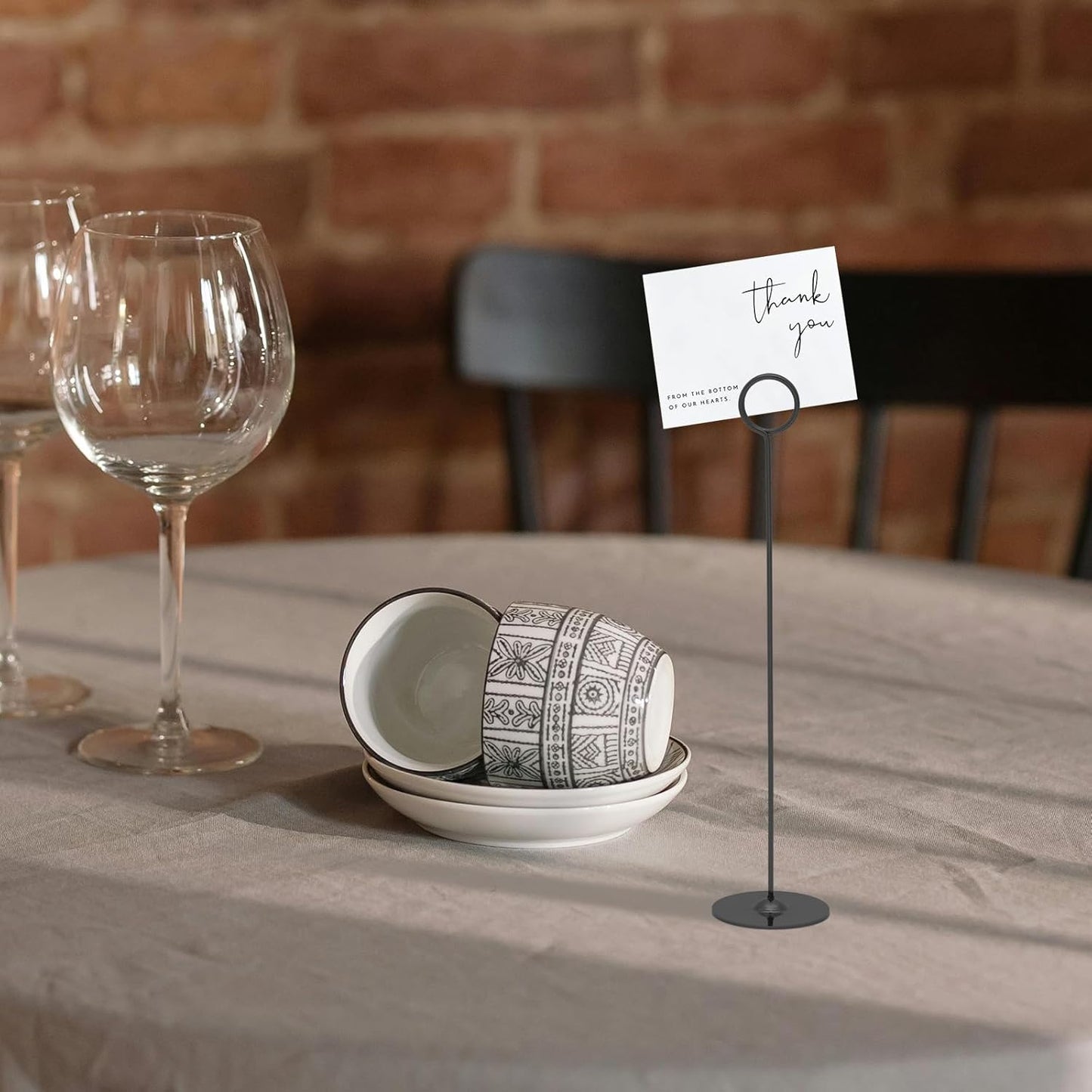 24PK Table Number Holders Place Card Holders 12 Inch Table Card Holders Steel Card Holders for Photos, Food Signs, Memo Notes, Weddings, Restaurants, Birthdays (Black 24PK)