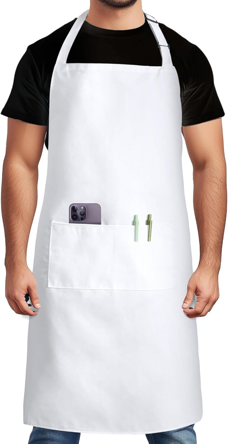 Chef Apron for Men Women Kitchen Cooking Apron with Pockets, Adjustable Bib Aprons Stain Resistant, 1 Pack