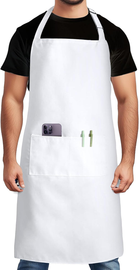 Chef Apron for Men Women Kitchen Cooking Apron with Pockets, Adjustable Bib Aprons Stain Resistant, 1 Pack