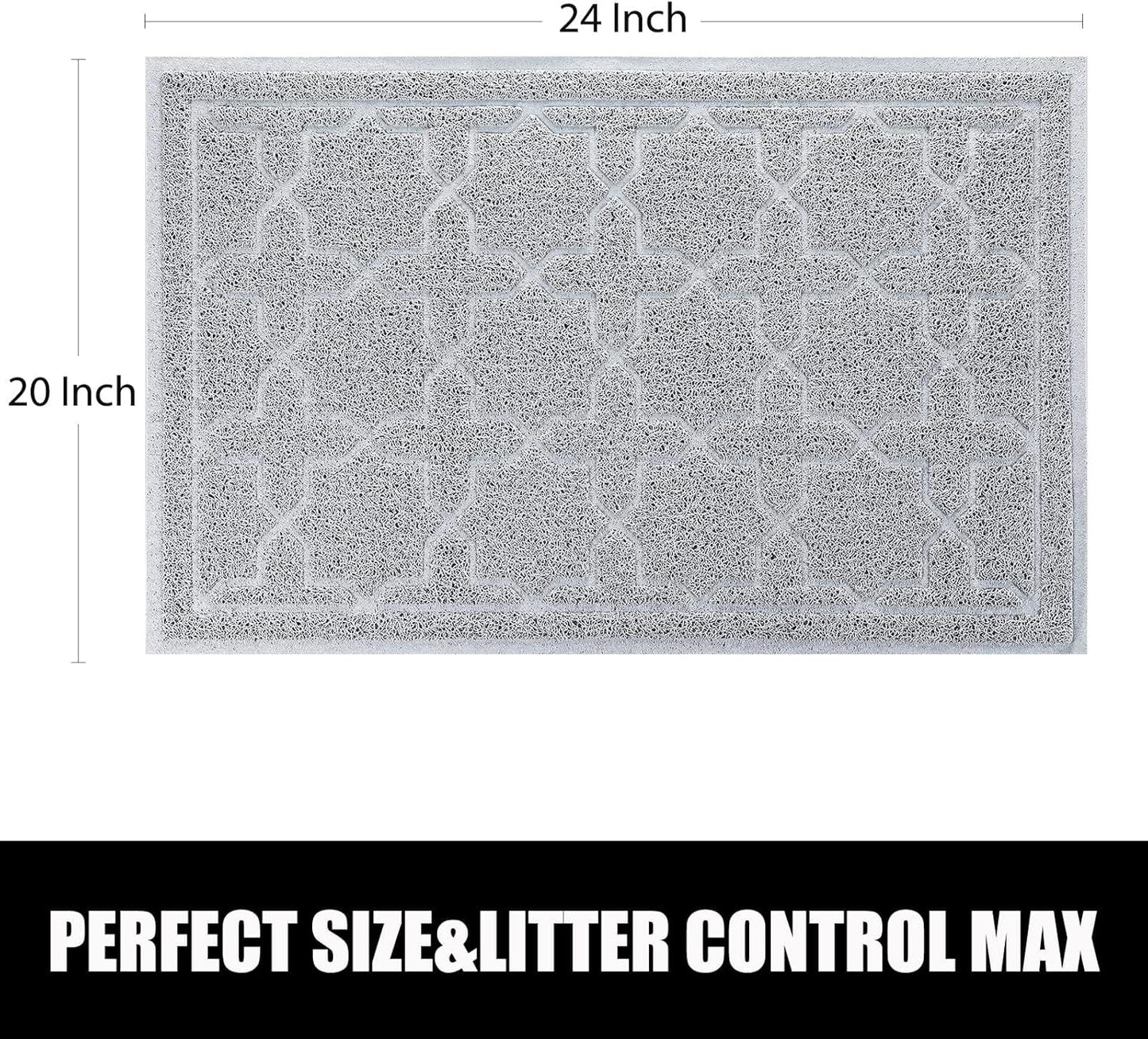 Cat Litter Mat, 24"X20" Litter Mat with Litter Lock Mesh, Soft Cat Litter Mat Litter Trapping Mat, Easy to Clean, Non-Slip, Water Resistant, Litter Free Floors, Grey
