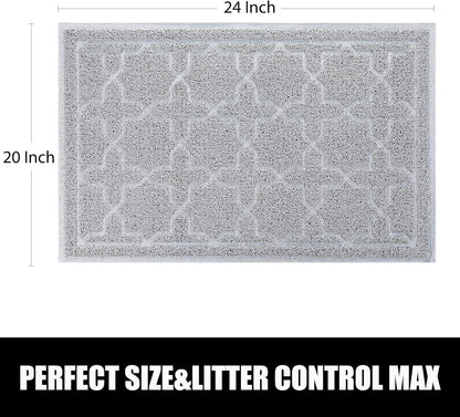 Cat Litter Mat, 24"X20" Litter Mat with Litter Lock Mesh, Soft Cat Litter Mat Litter Trapping Mat, Easy to Clean, Non-Slip, Water Resistant, Litter Free Floors, Grey