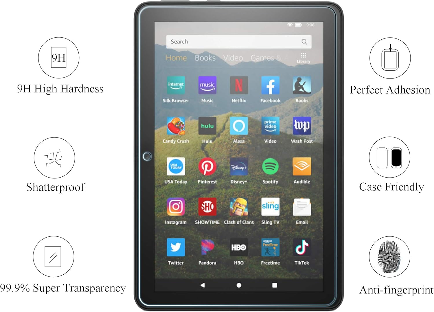 Screen Protector for Amazon Kindle Fire HD 8/8 Plus/Kids [8 Inch] 2022&2020 Released - 0.33Mm Tempered Glass, Ultra Clear, Anti-Scratch, Case Friendly