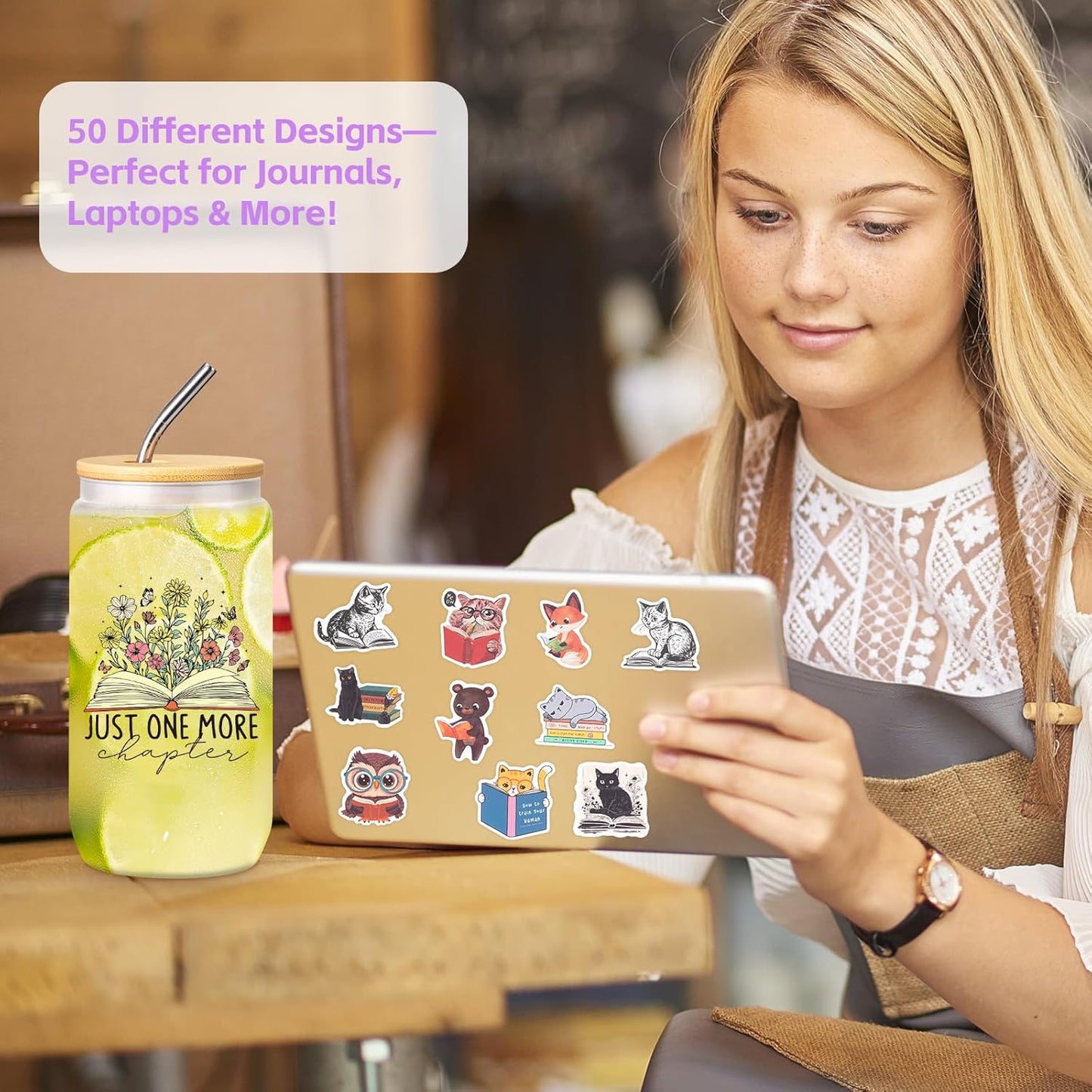 Book Lovers Gifts for Women, Bookish Gifts for Readers, Gift for Book Lovers Women, Gift for Readers, Bookclub, Librarian, Bookworm, Reading Accessories, with 16Oz Glass Cup, #2