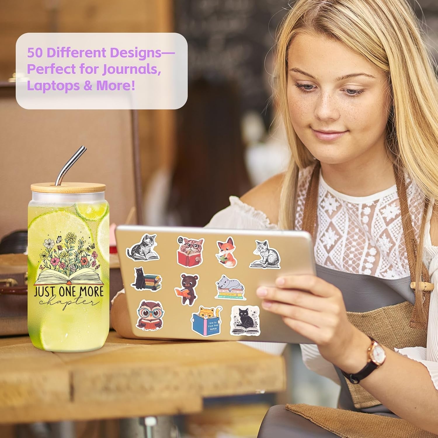 Book Lovers Gifts for Women, Bookish Gifts for Readers, Gift for Book Lovers Women, Gift for Readers, Bookclub, Librarian, Bookworm, Reading Accessories, with 16Oz Glass Cup, #2