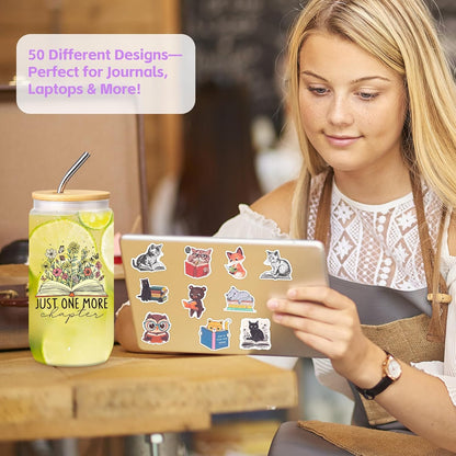 Book Lovers Gifts for Women, Bookish Gifts for Readers, Gift for Book Lovers Women, Gift for Readers, Bookclub, Librarian, Bookworm, Reading Accessories, with 16Oz Glass Cup, #2