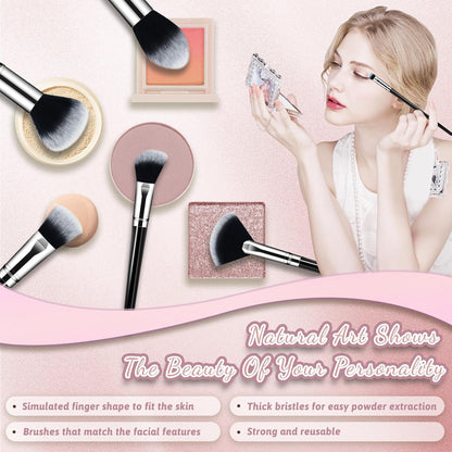 Makeup Brush Set, Premium Synthetic 14 Pcs Makeup Brushes, Travel Makeup Brush Set for Foundation, Concealer, Blush and Eyeshadow Brush(Black)