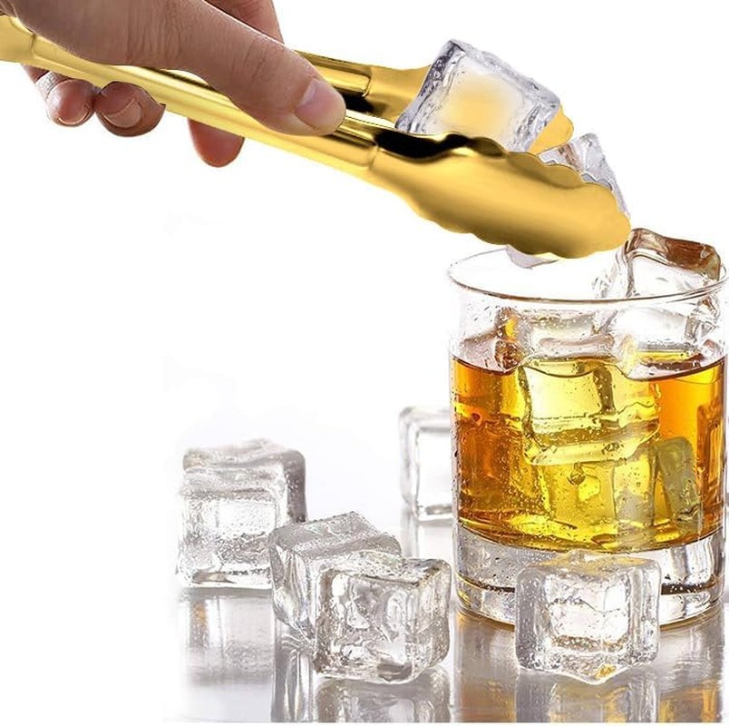 Gold Buffet Tongs - 4 Pack, 9 Inch, Stainless Steel Gold Plated Serving Tongs