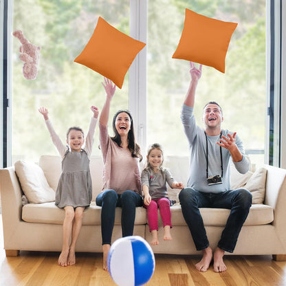 Throw Pillows Insert (Pack of 2, Orange) - 16 X 16 Inches Bed and Couch Pillows - Indoor Decorative Pillow