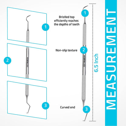 Professional Dental Tartar Scraper Tool, Dental Pick, 6.5 Inch Double Ended Tartar Remover for Teeth, Plaque Remover, Tooth Scraper, Silver, 1 Piece