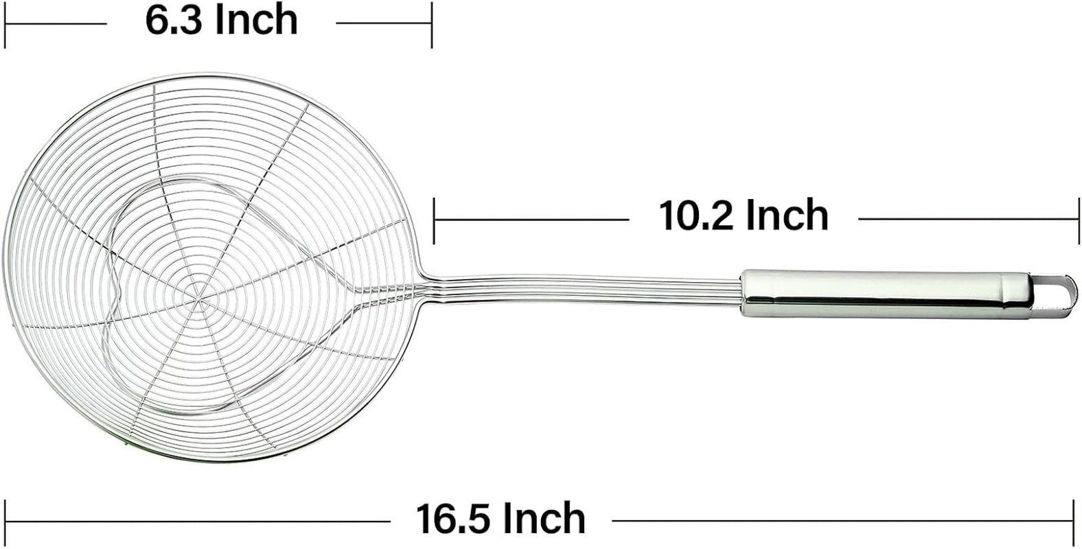 Strainer Skimmer Spoon for Cooking and Frying, 6.3 Inches Strainer with Handle Stainless Steel Kitchen Utensils Fryer Scoop Spoon