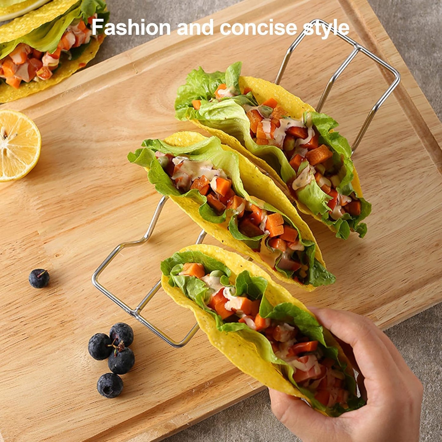 Taco Holders Set of 3,Stainless Steel Taco Shell Holder Stand,Taco Tray Plates for Taco Bar Gifts Accessories,Holds 4 Tacos Each,Oven Safe for Baking, Dishwa Sher and Grill Safe