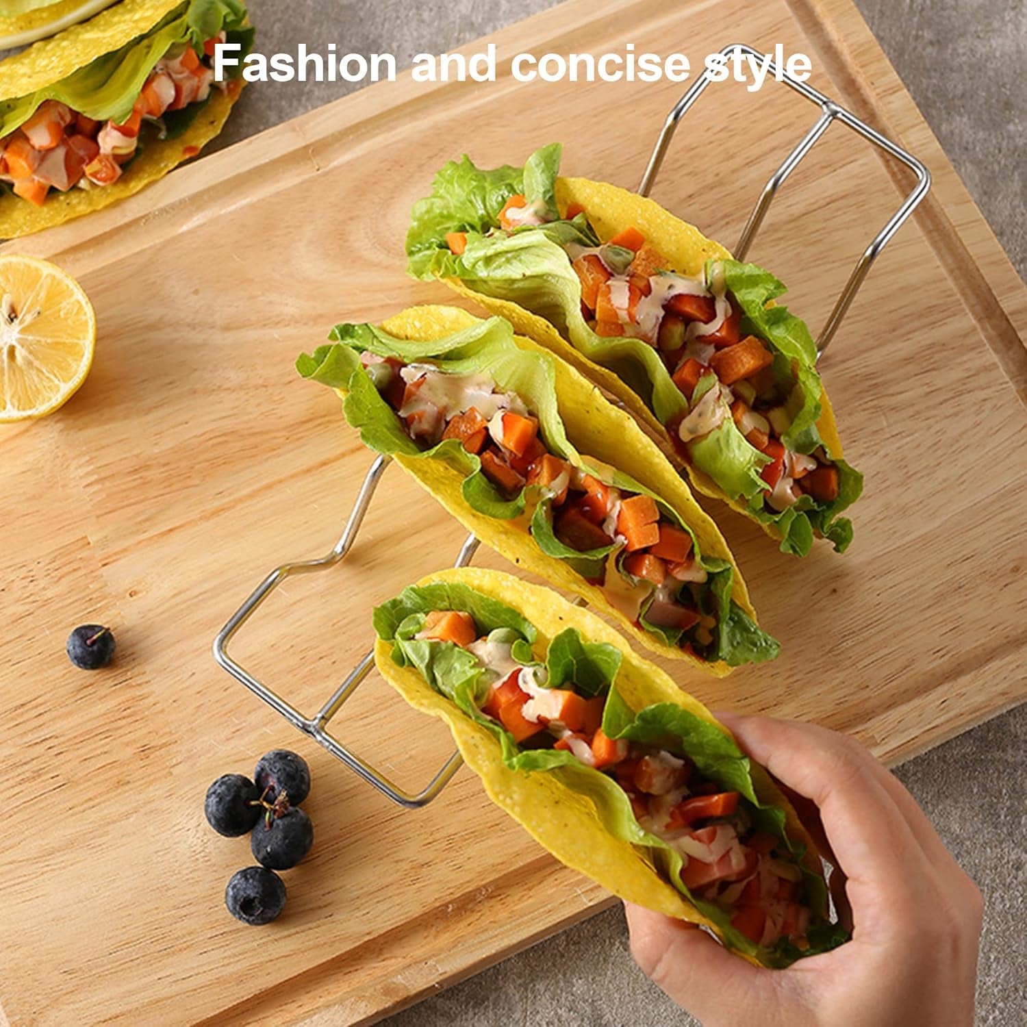 Taco Holders Set of 3,Stainless Steel Taco Shell Holder Stand,Taco Tray Plates for Taco Bar Gifts Accessories,Holds 4 Tacos Each,Oven Safe for Baking, Dishwa Sher and Grill Safe