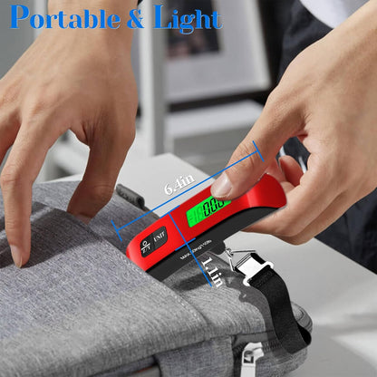 Luggage Scale, 110Lb Luggage Weight Scale with 4 Unit Switching Functions&Led Display, Luggage Scale Travel Digital for Weighing Luggage, Backpacks, Packages and Markets(Red)